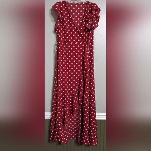 Women's Medium Red White Polka Dot Dress